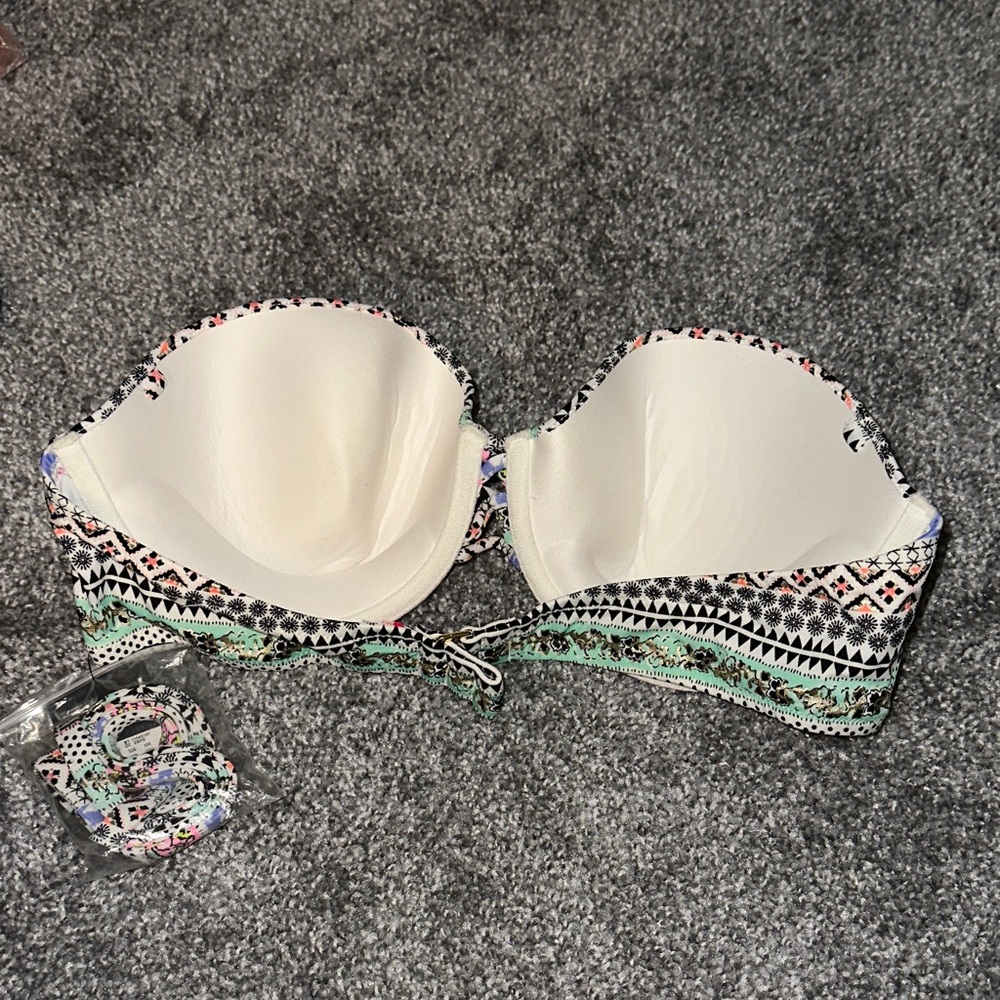 Victoria's Secret Multicolor Printed Bikini Top in Mint, Pink, Lavender & Black - Picture 3 of 3
